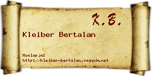 Kleiber Bertalan névjegykártya